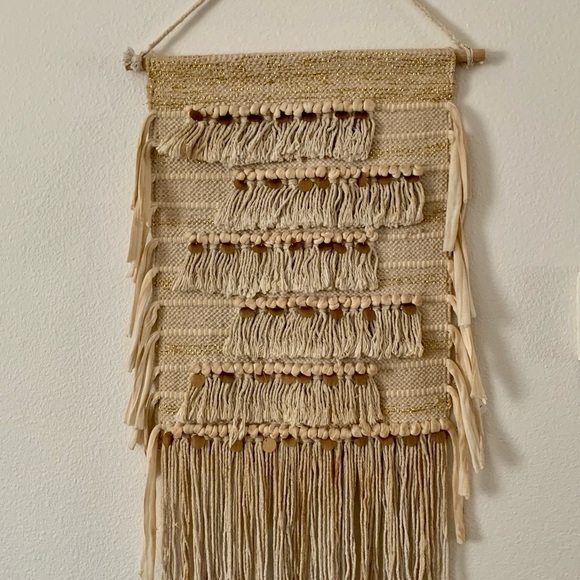 Karma living wall boho chic Macrame Bubble Fabric Art wall hanging 15/32” - Picture 1 of 11